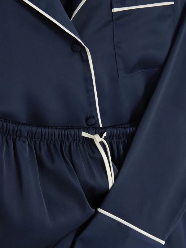 Pyjama Chemise à Manches Longues En Satin