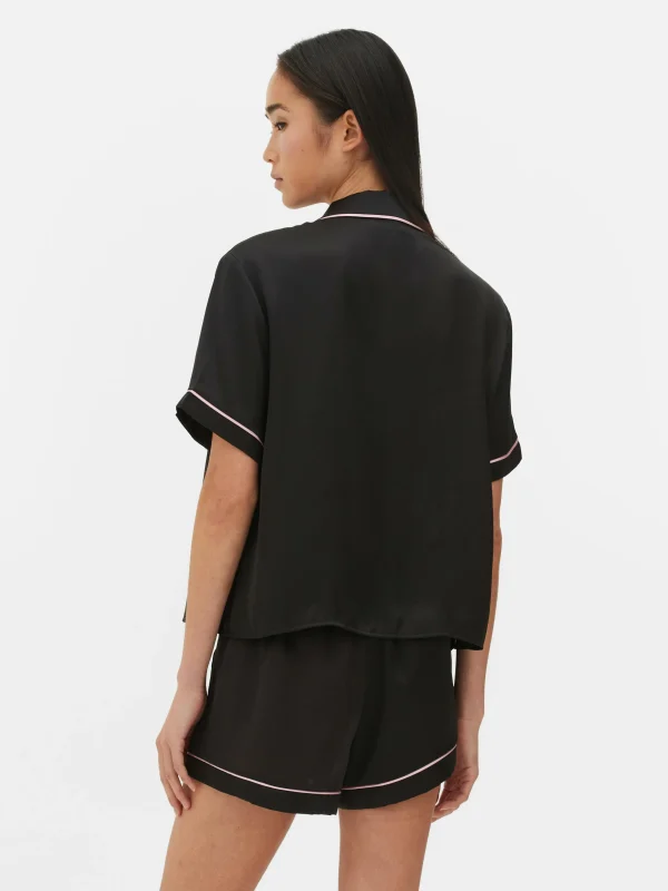 Pyjama Chemise De Nuit Et Short En Satin