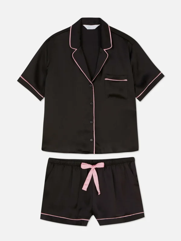 Pyjama Chemise De Nuit Et Short En Satin