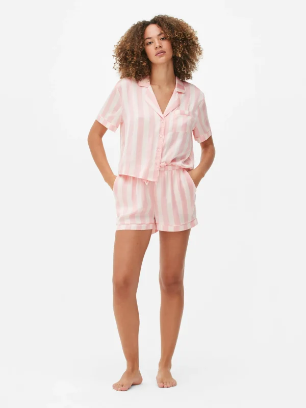 Pyjama Chemise Et Short En Satin