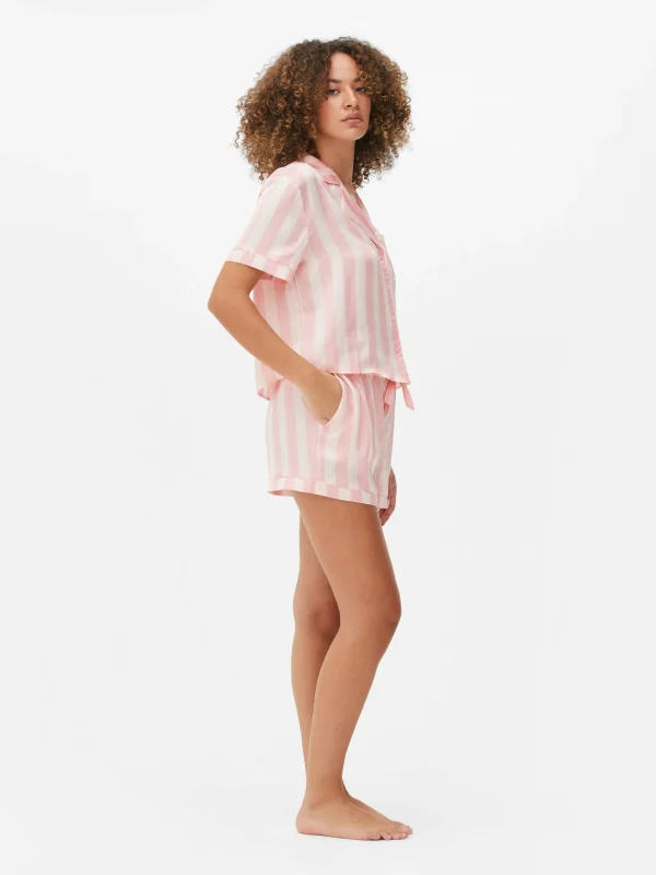 Pyjama Chemise Et Short En Satin