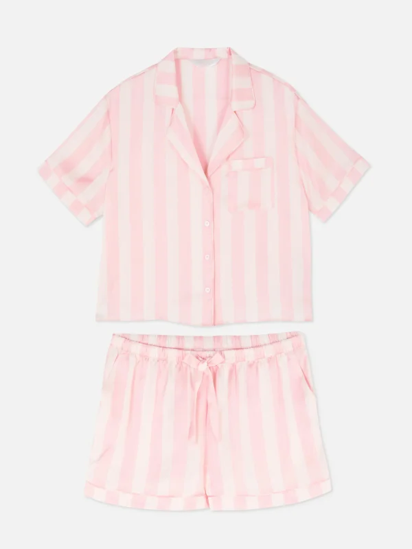 Pyjama Chemise Et Short En Satin