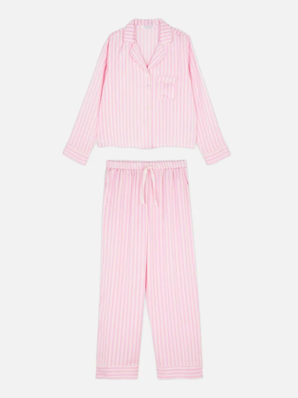 Pyjama En Satin à Manches Longues