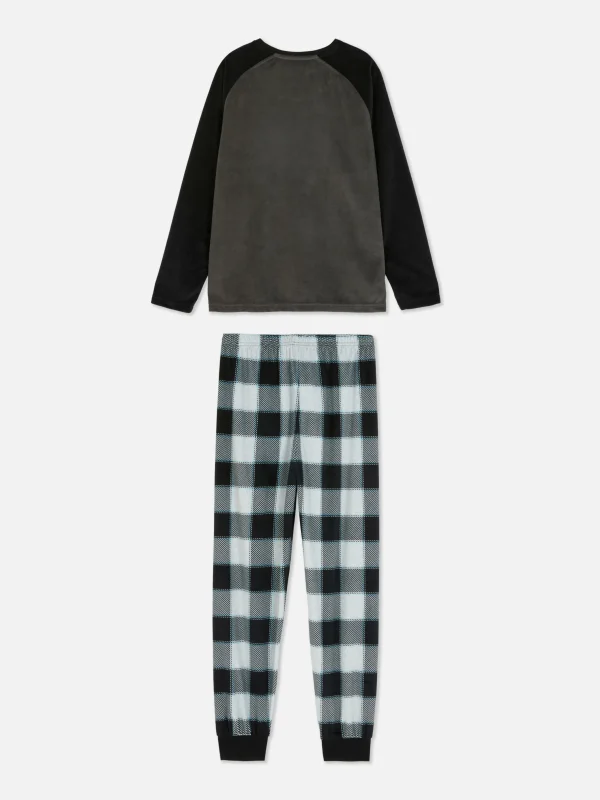 Pyjama En Velours à Carreaux