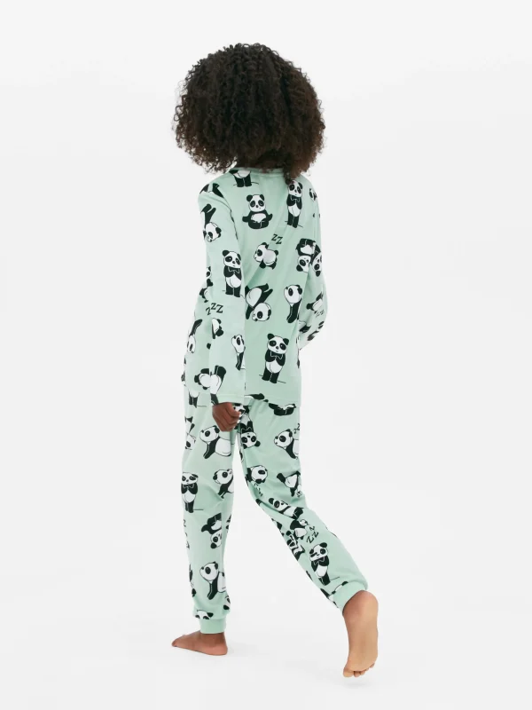Pyjama Long En Velours à Motif Panda
