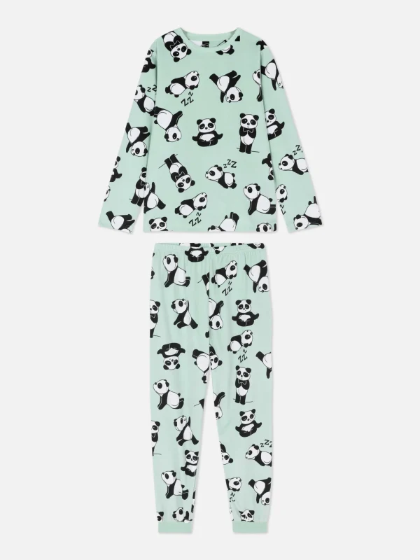Pyjama Long En Velours à Motif Panda