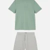 Pyjama T-shirt Texturé Et Short En Jersey