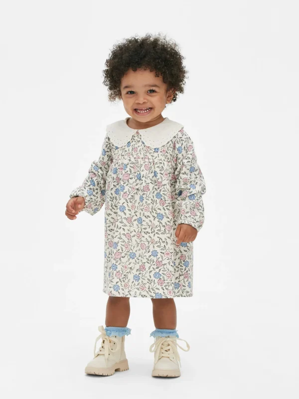 Robe à Col Et à Motif Floral