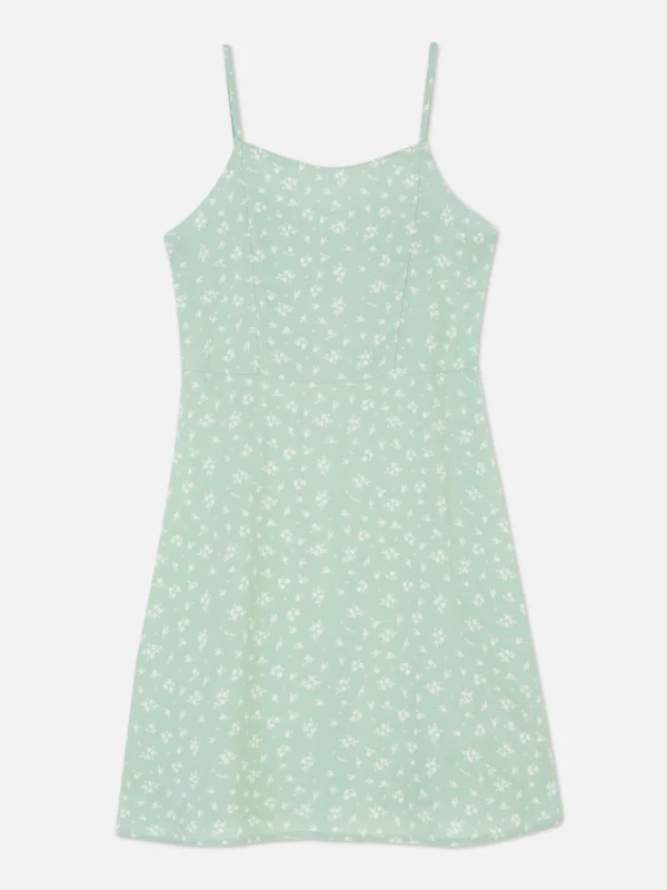 Robe à Fines Bretelles Et à Motifs