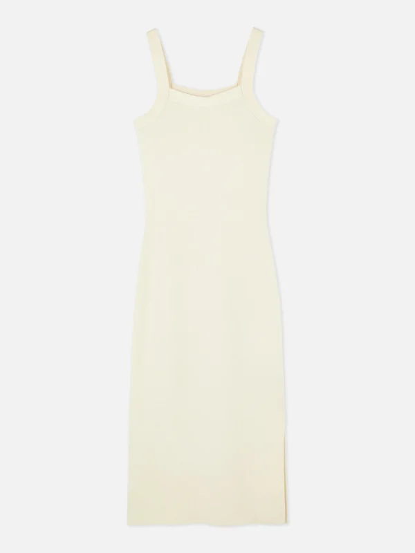 Robe Côtelée à Encolure Carrée