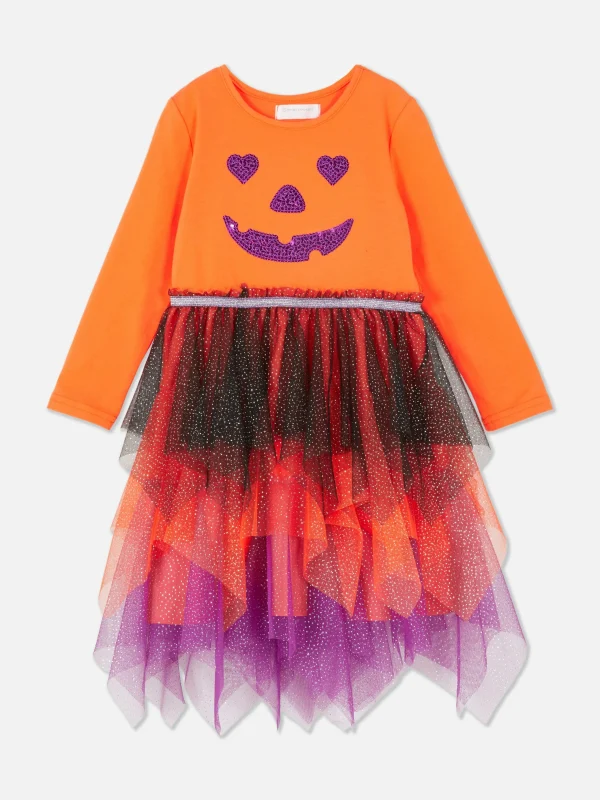 Robe D'Halloween Citrouille à Sequins