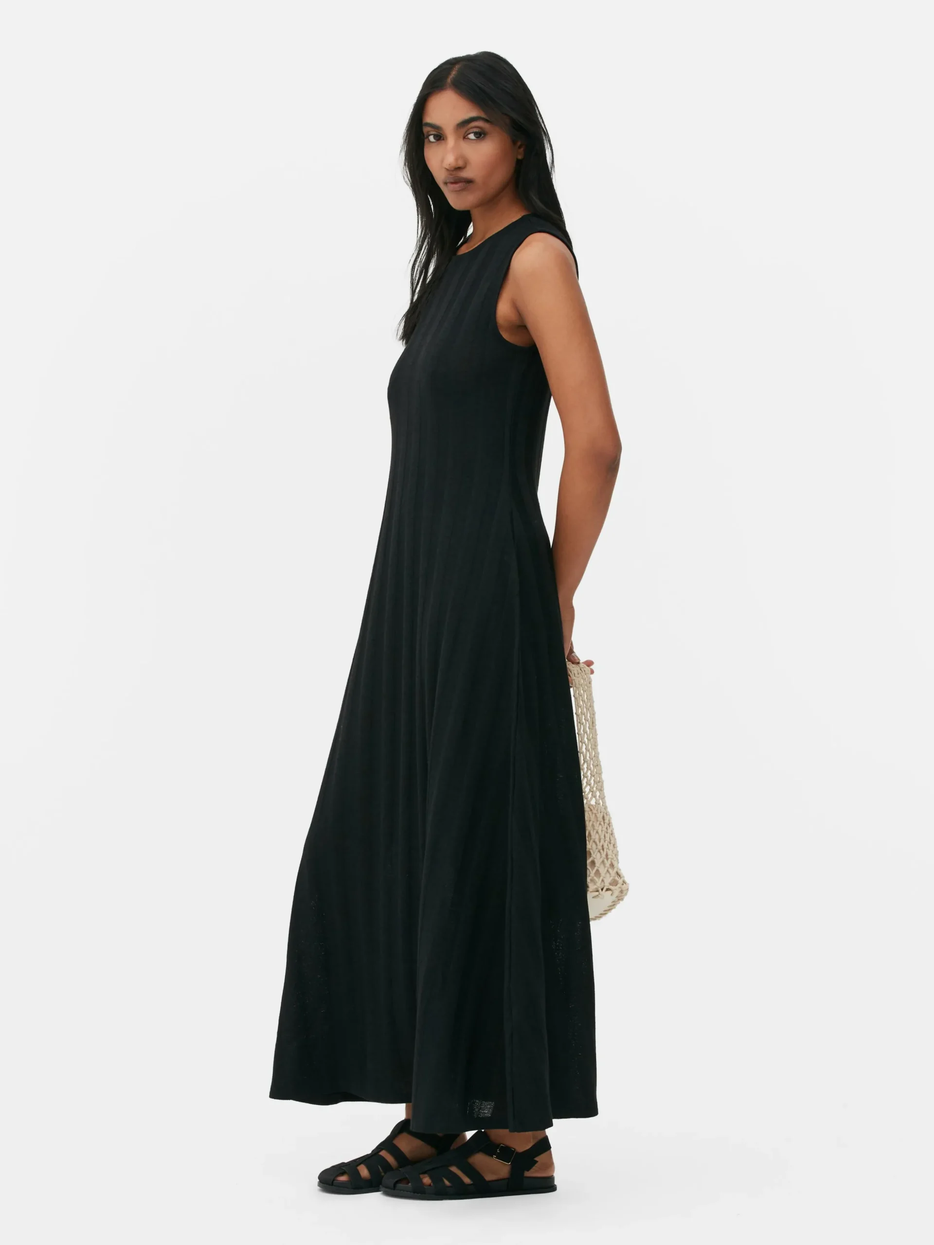 robe_longue_texture_sans__0.webp Robe Longue Texturée Sans Manches à Rayures