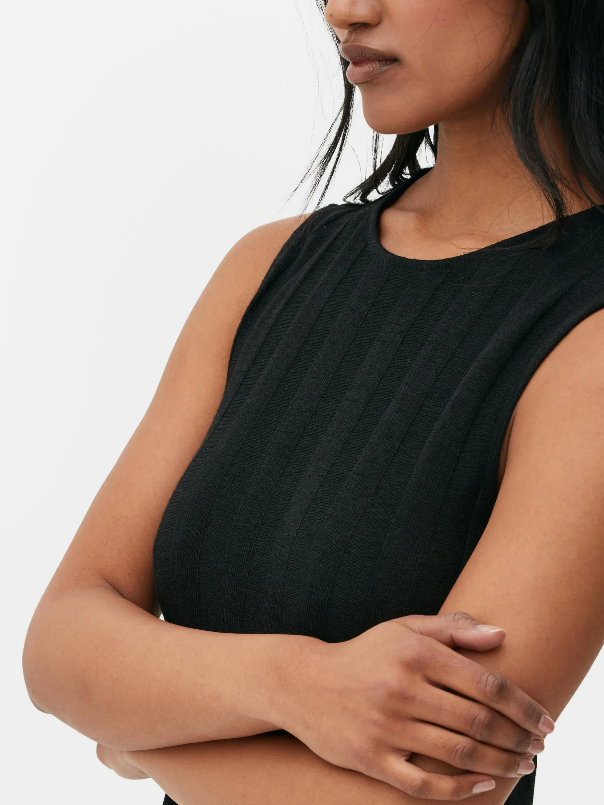 robe_longue_texture_sans__2.webp Robe Longue Texturée Sans Manches à Rayures