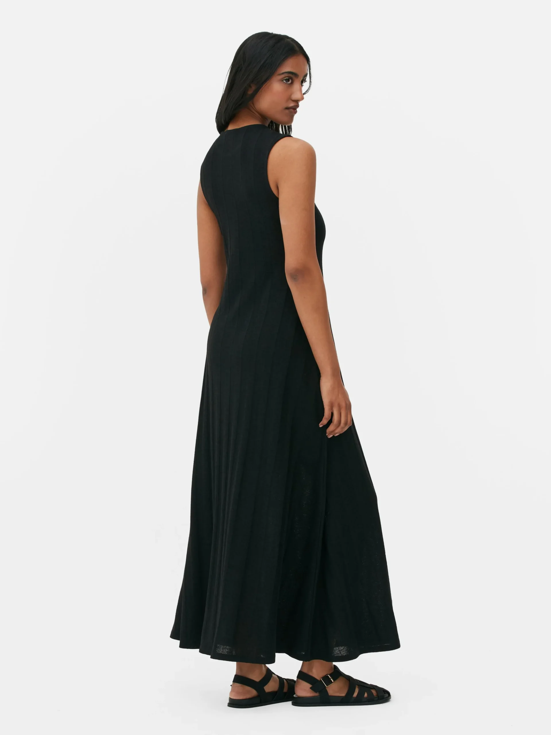 robe_longue_texture_sans__3.webp Robe Longue Texturée Sans Manches à Rayures