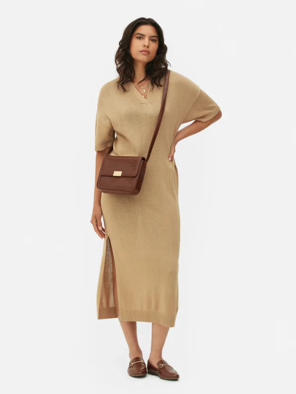 Robe Mi-longue Avec Col En V