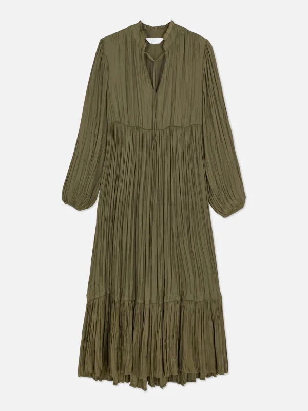 Robe Mi-longue Plissée En Satin