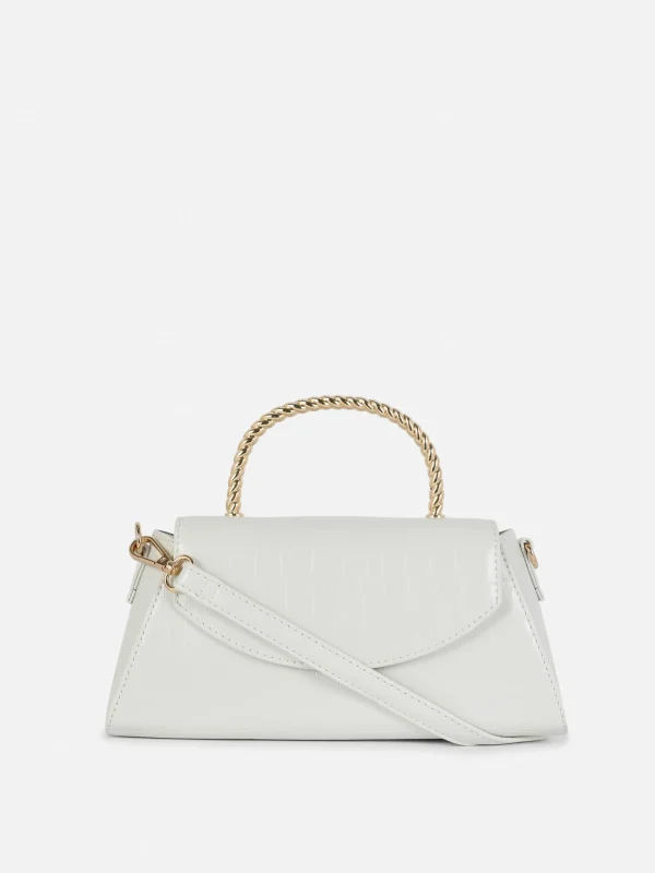 Sac à Bandoulière En Imitation Croco Avec Poignée En Métal