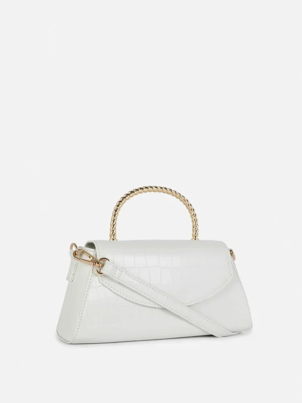 Sac à Bandoulière En Imitation Croco Avec Poignée En Métal