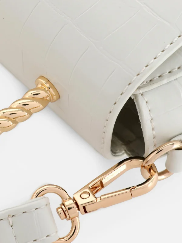 Sac à Bandoulière En Imitation Croco Avec Poignée En Métal