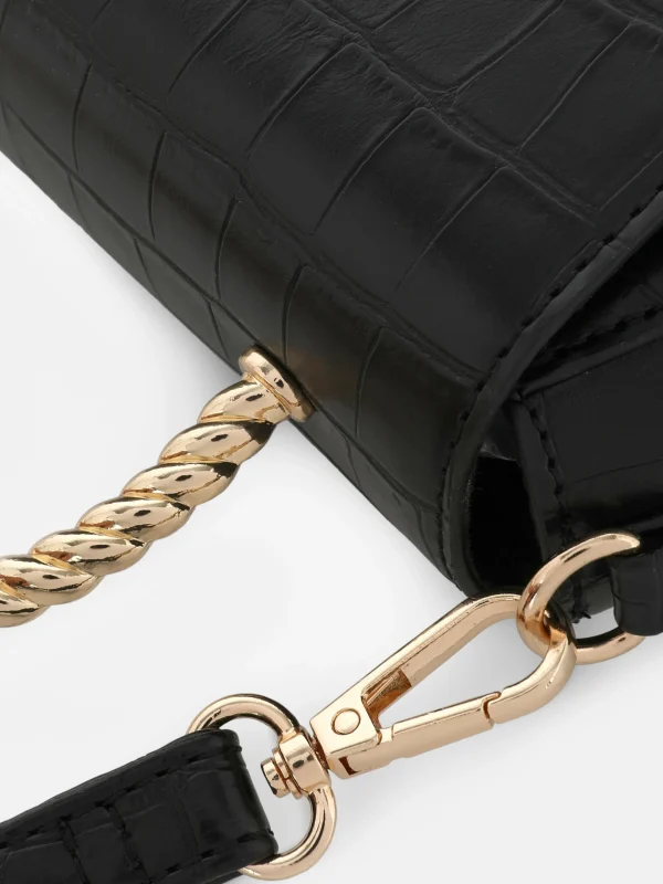 Sac à Bandoulière En Imitation Croco Avec Poignée En Métal