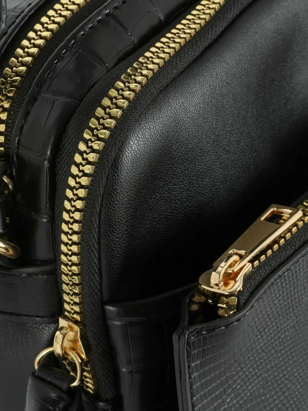 Sac Bandoulière (petit) à Double Zip En Faux Crocodile