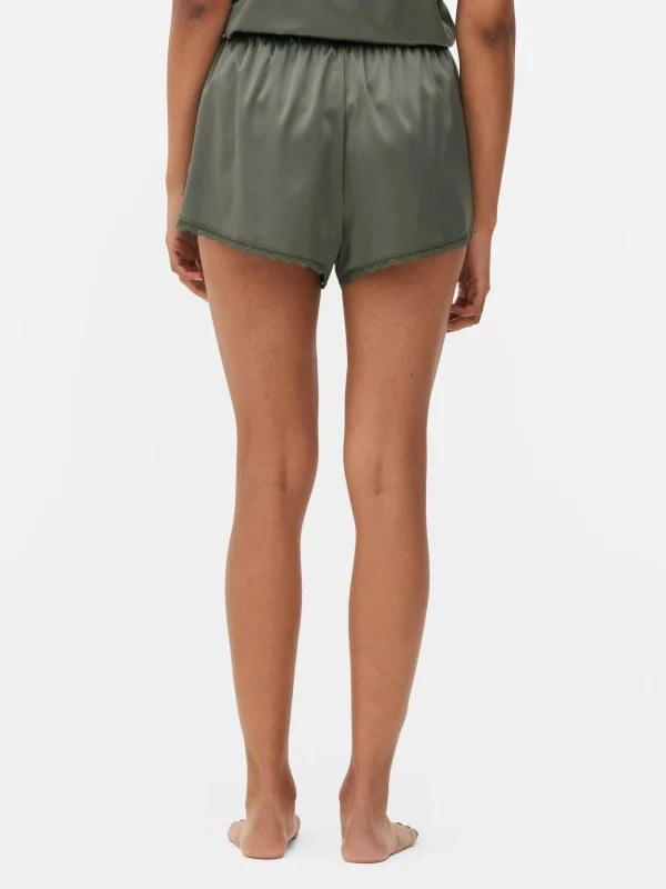 Short De Pyjama En Satin Avec Finitions En Dentelle