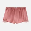 Short De Pyjama En Soie Mélangée Avec Liseré En Dentelle