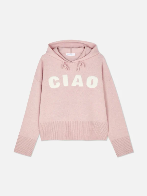 Sweat à Capuche Tricoté à Message