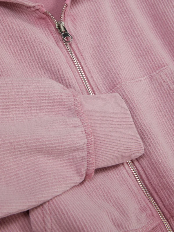 Sweat Côtelé Zippé à Capuche