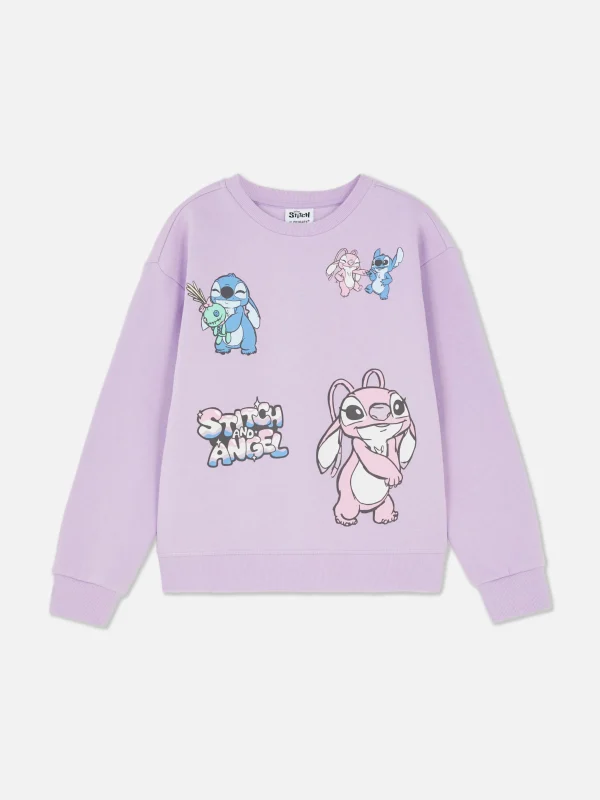 Sweat-shirt à Col Ras-du-cou Disney Stitch & Angel