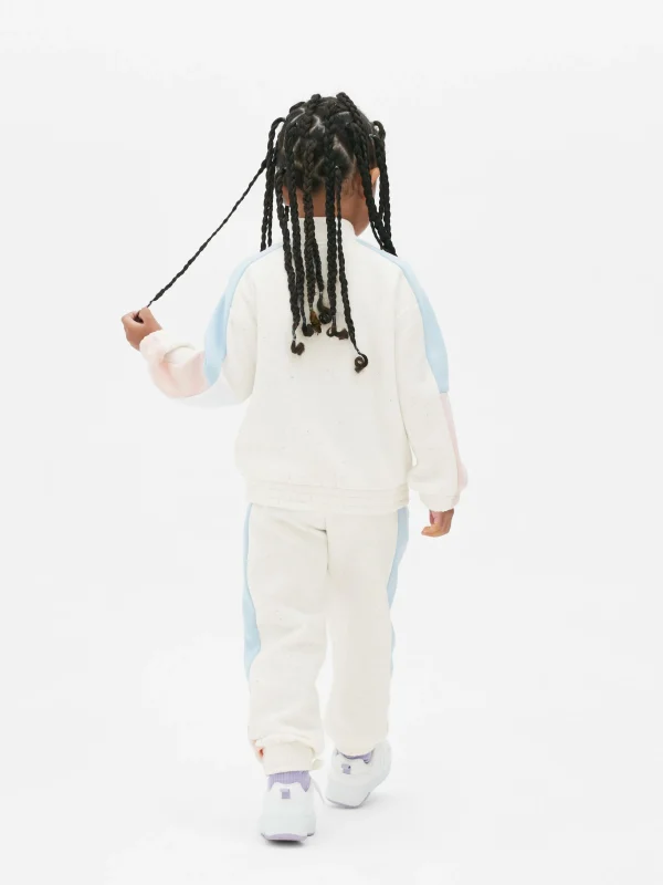 Sweat-shirt Color Block à Encolure Zippée