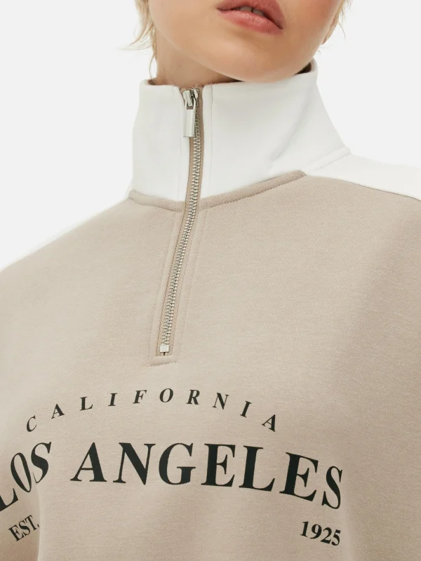 Sweat-shirt Graphique à Col Cheminée