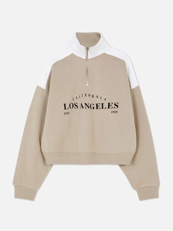 Sweat-shirt Graphique à Col Cheminée