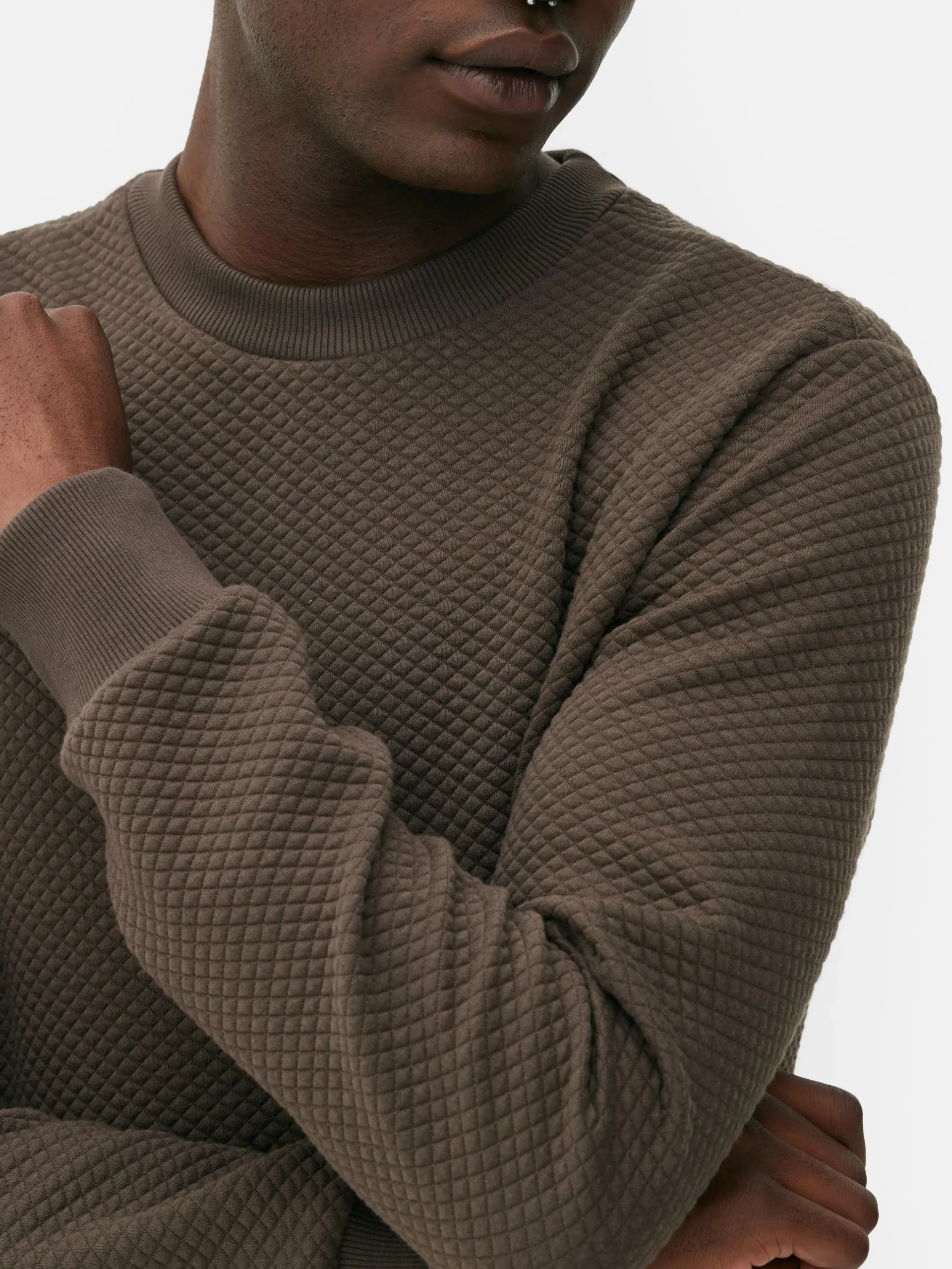 sweatshirt_matelass__moti_2.webp Sweat-shirt Matelassé à Motif Losanges