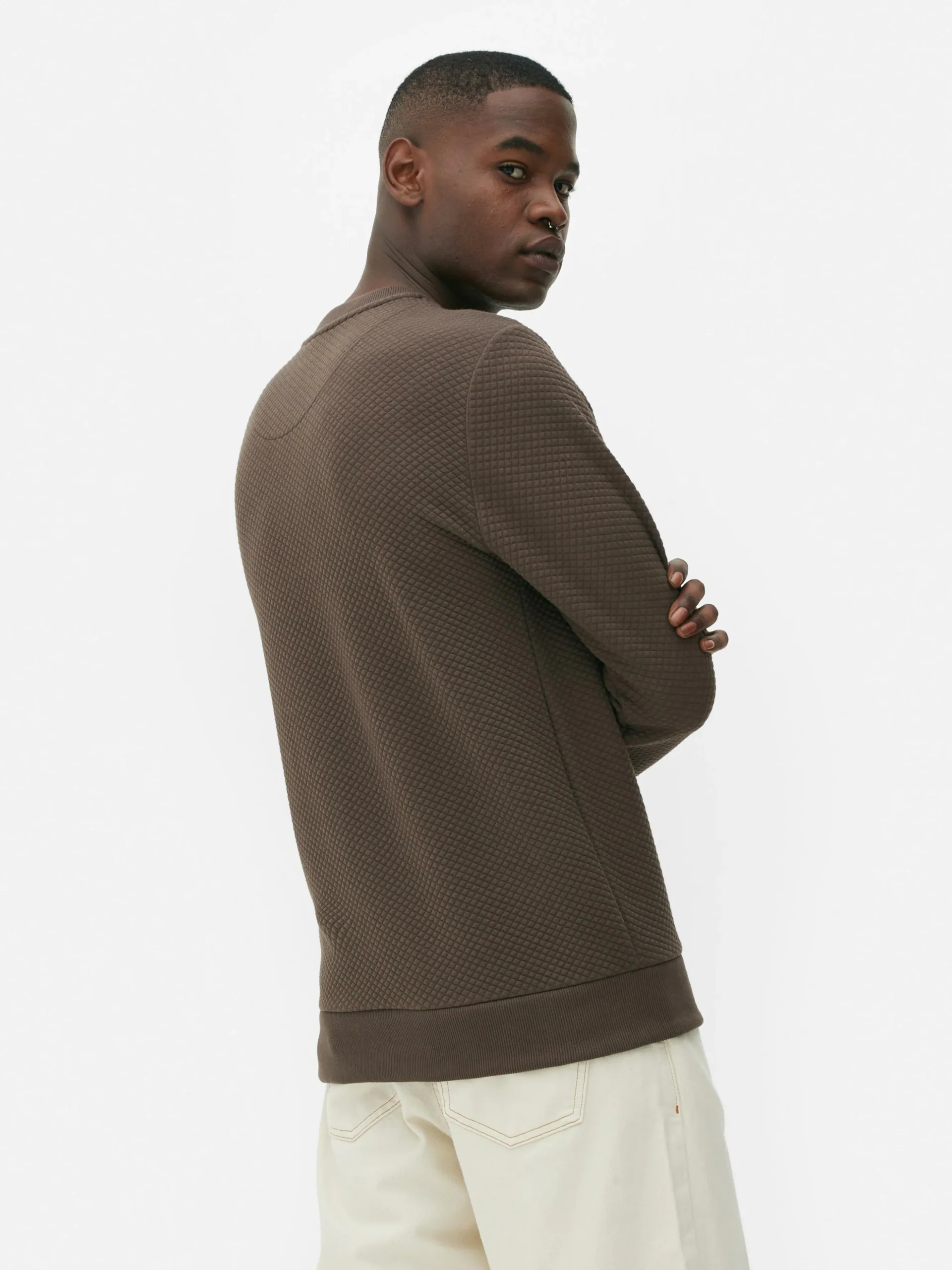 sweatshirt_matelass__moti_3.webp Sweat-shirt Matelassé à Motif Losanges