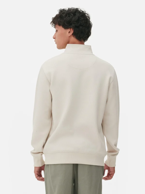 Sweat-shirt Texturé à Col Zippé Et Motif Géométrique