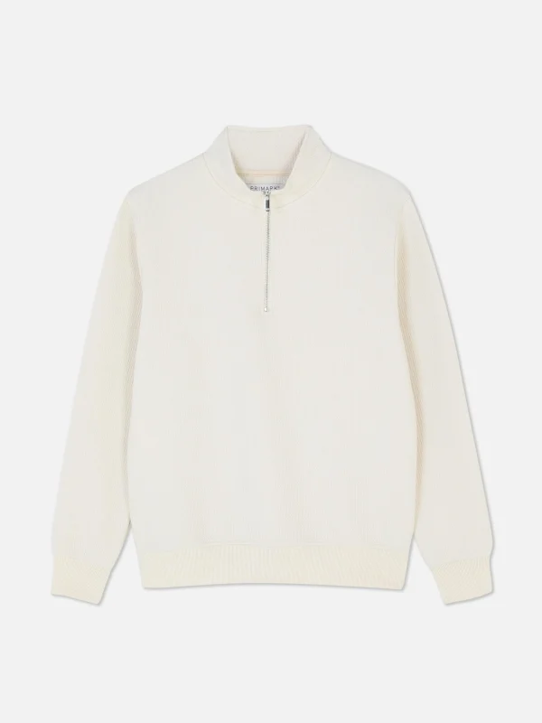 Sweat-shirt Texturé à Col Zippé Et Motif Géométrique