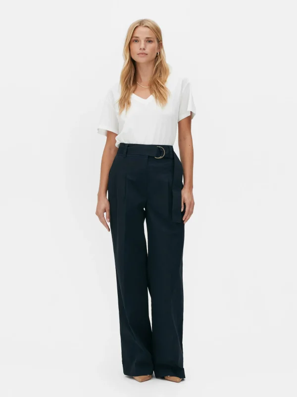 T-shirt à Col En V En Coton Mélangé