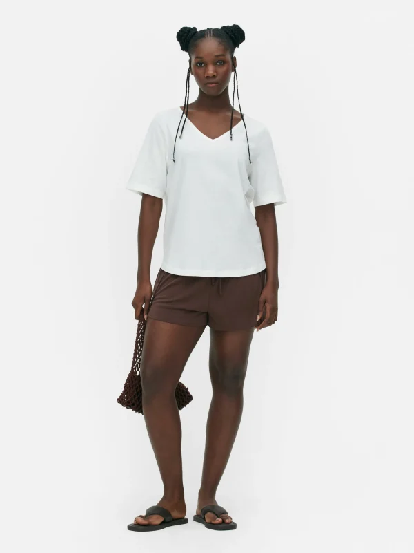 T-shirt à Col En V Et Manches Courtes