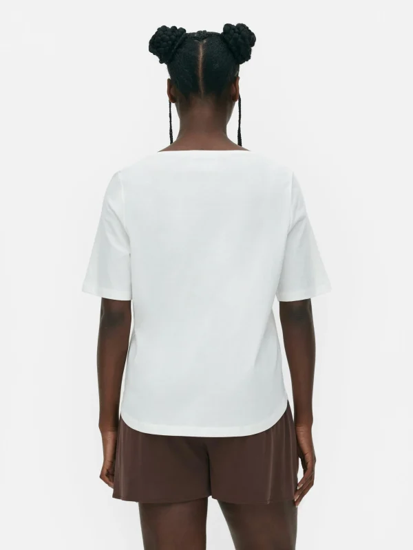 T-shirt à Col En V Et Manches Courtes