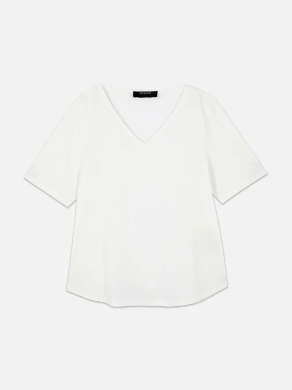 T-shirt à Col En V Et Manches Courtes