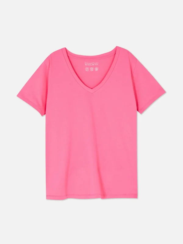 T-shirt à Col En V Et Manches Courtes