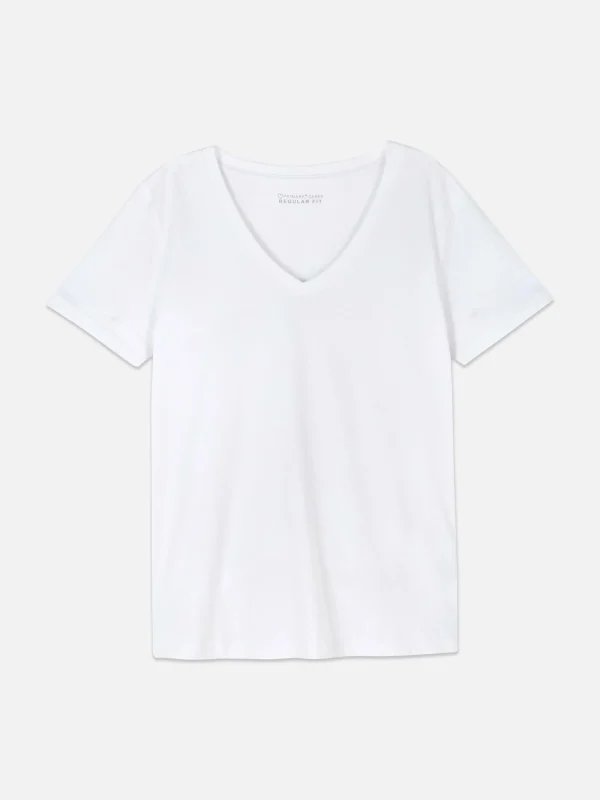 T-shirt à Col En V Et Manches Courtes