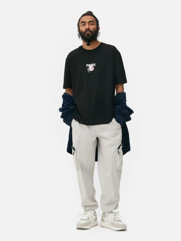 T-shirt à Imprimé Floral Paris