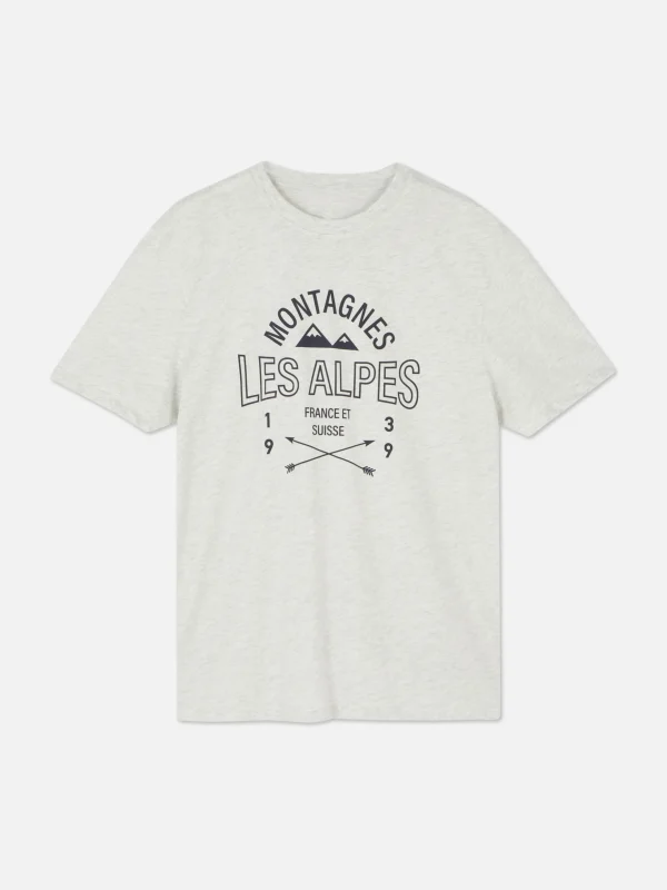 T-shirt à Imprimé Les Alpes