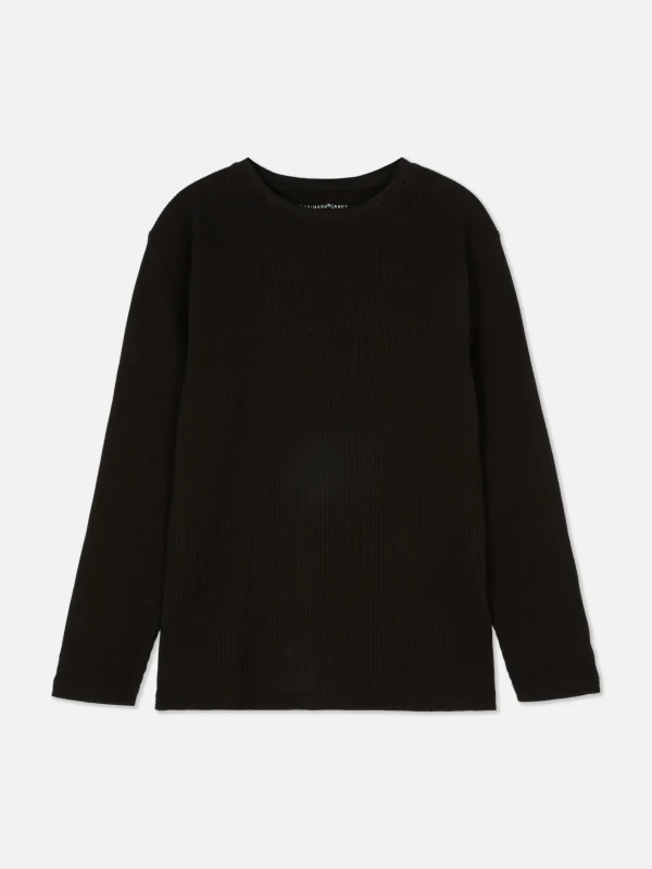 T-shirt à Manches Longues Et à Texture Gaufrée