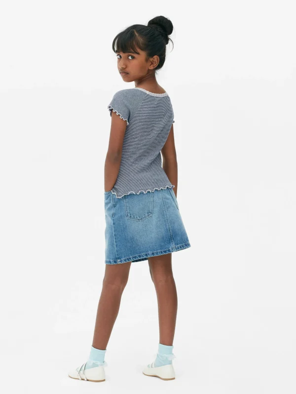 T-shirt à Rayures Et à Finitions En Dentelle