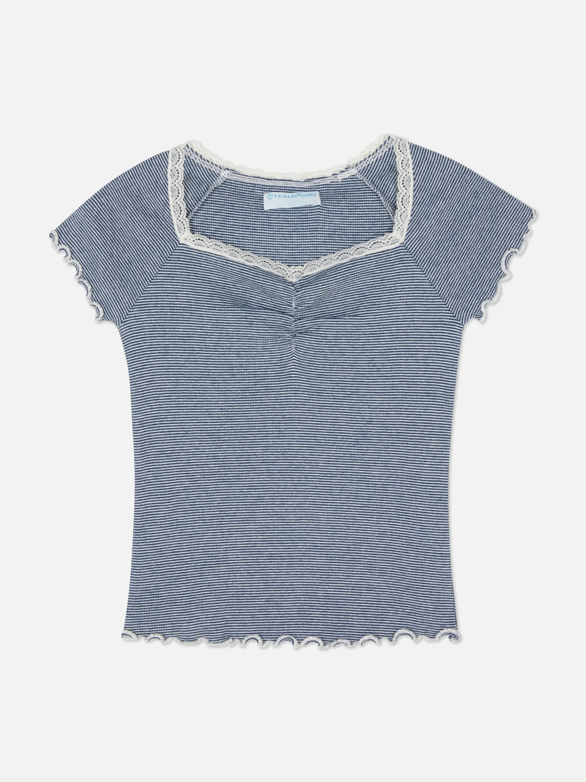 tshirt__rayures_et__finit_2.webp T-shirt à Rayures Et à Finitions En Dentelle