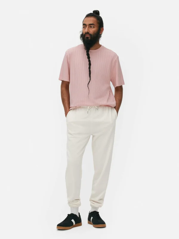 T-shirt Côtelé à Col Ras-du-cou