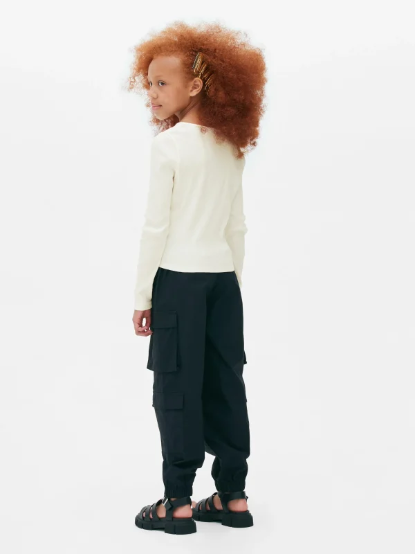 T-shirt Côtelé à Encolure Crantée